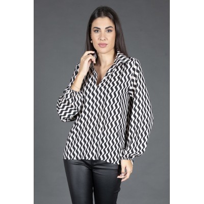 CAMICIA DONNA IN RASO FANTASIA GEOMETRICA 54484