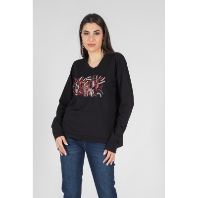 FELPA RICAMATA GIROCOLLO...