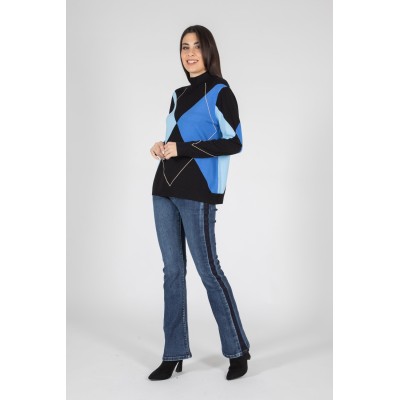 JEANS A ZAMPA CON BANDA...