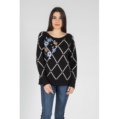 MAGLIA JAQUARD CON RICAMO...