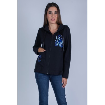 FELPA RICAMATA ZIP E...