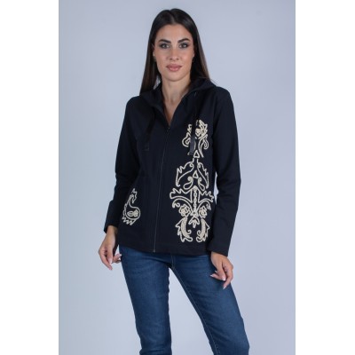 FELPA RICAMATA ZIP...