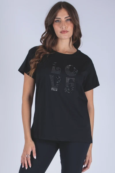 T-SHIRT LETTERE STRASS MARA...