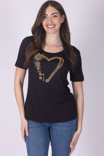 T-SHIRT CUORE RICAMATO A...