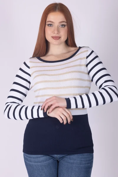 MAGLIA GIROCOLLO RIGHE...