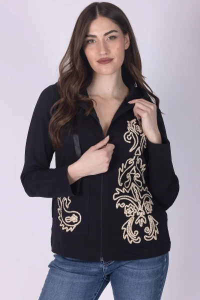 FELPA RICAMATA ZIP...