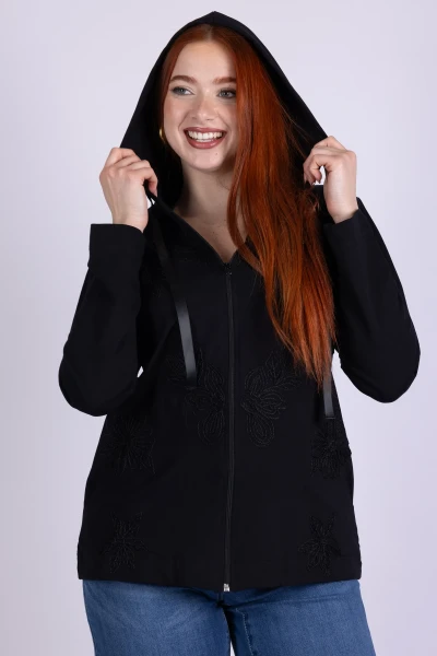 FELPA SGARZATA RICAMATA CON...