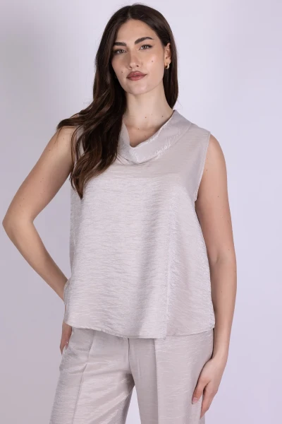 TOP SHANTUNG SCOLLO CLOCHE...