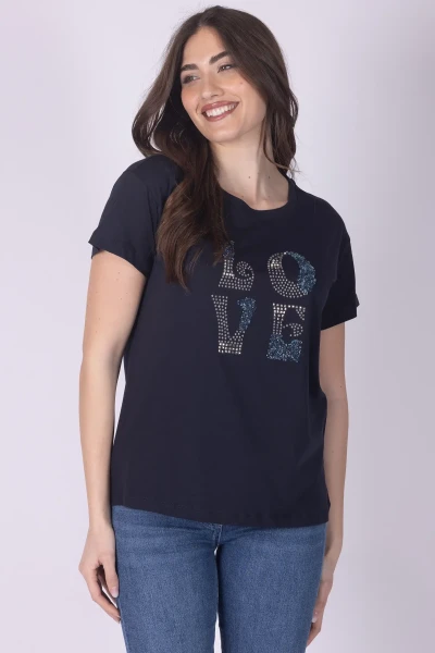 T-SHIRT LETTERE STRASS MARA...