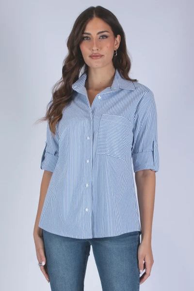 CAMICIA RIGATA CON STRASS...