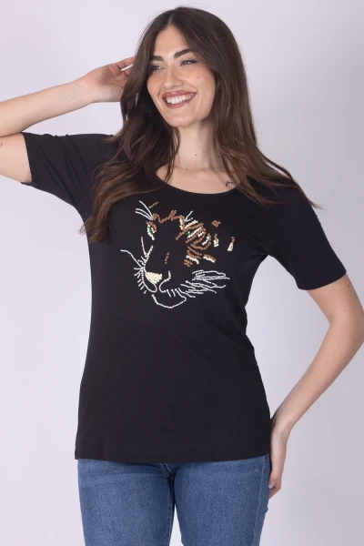 T-SHIRT TIGRE RICAMATA A...