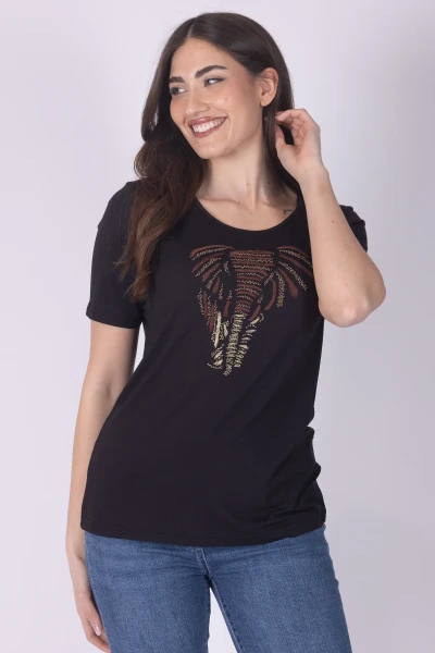 T-SHIRT ELEFANTE RICAMATO A...