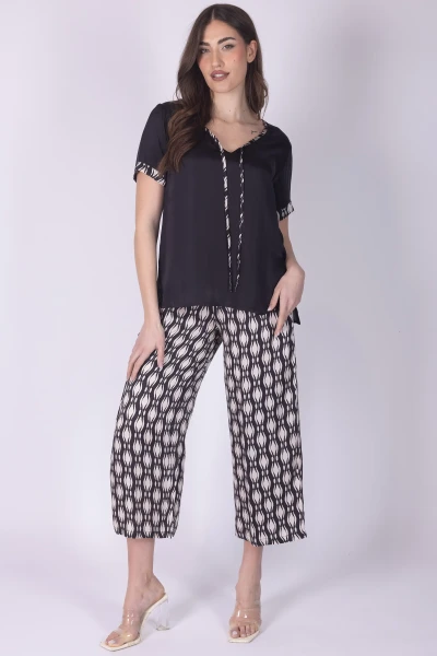 PANTALONE CROPPED SETA...
