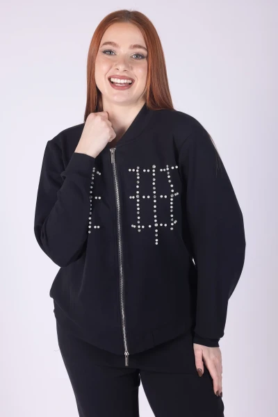 FELPA ZIP CON STRASS E...