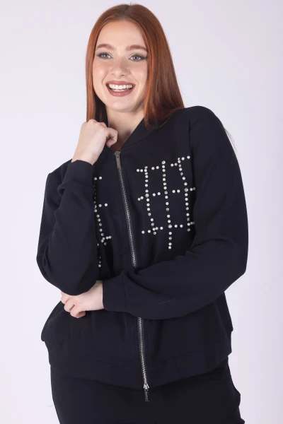 FELPA ZIP CON STRASS E...