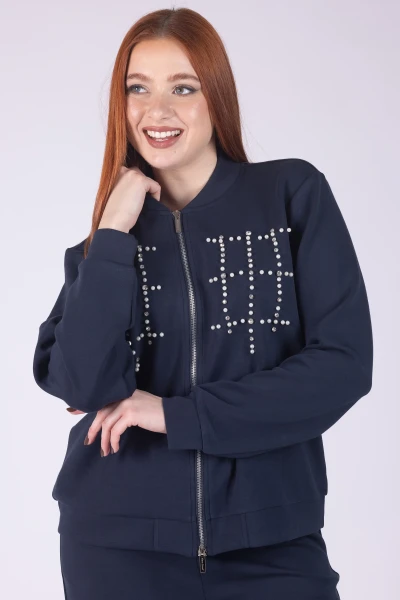 FELPA ZIP CON STRASS E...