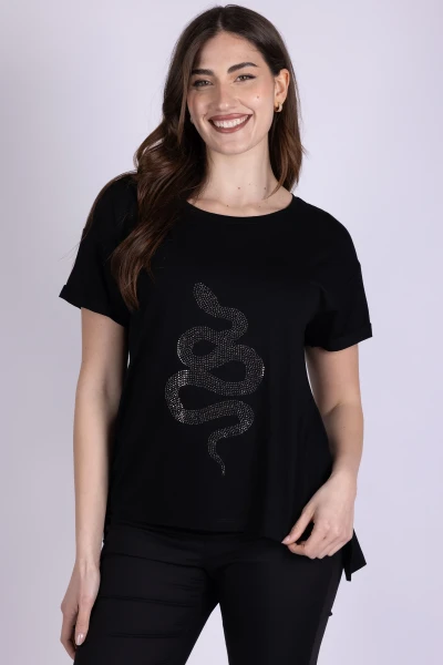 T-SHIRT SERPENTE STRASS...