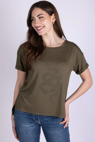 T-SHIRT SERPENTE STRASS...