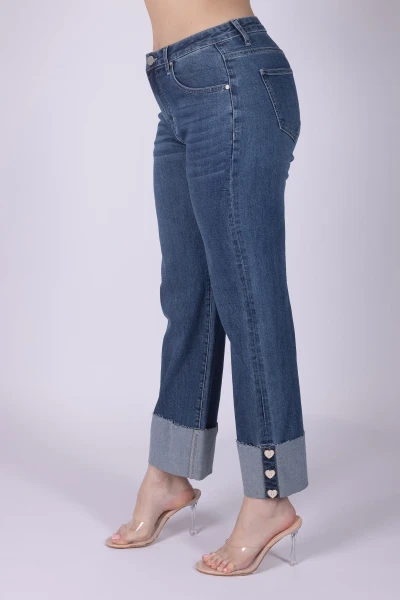 JEANS CROPPED CON BOTTONI...