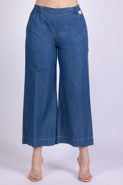 PANTALONE CROPPED CHAMBRAY...