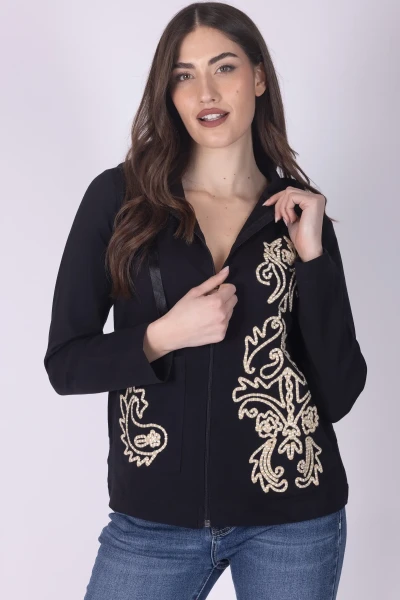 FELPA RICAMATA ZIP...