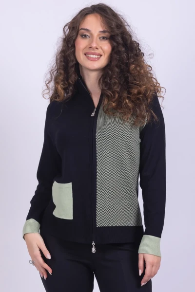 CARDIGAN JACQUARD ZIP MARA...