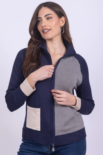 CARDIGAN JACQUARD ZIP MARA...