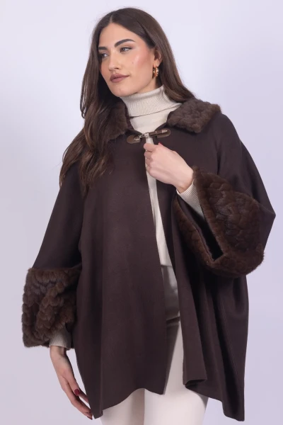 PONCHO MAGLIA ECOPELLICCIA...
