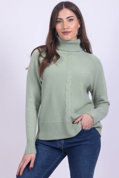 MAGLIA COLLO ALTO TRECCIA...