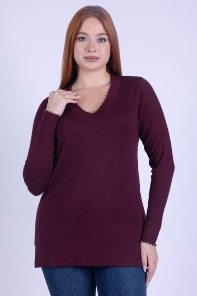 MAGLIA SCOLLO A V PERLE...