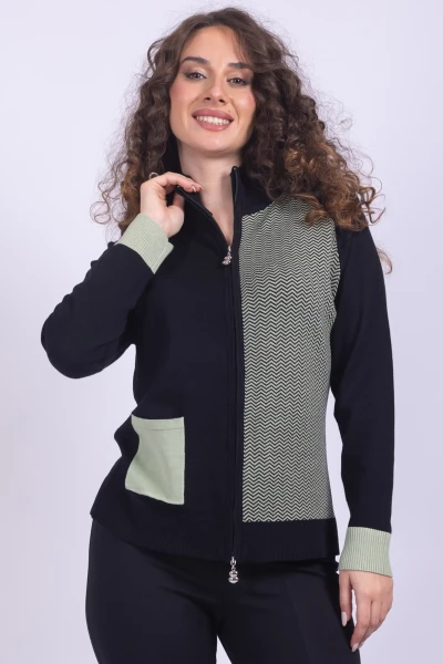 CARDIGAN JACQUARD ZIP MARA...