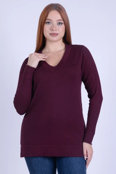 MAGLIA SCOLLO A V PERLE...