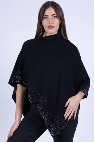 PONCHO IN MAGLIA CON BORDO...